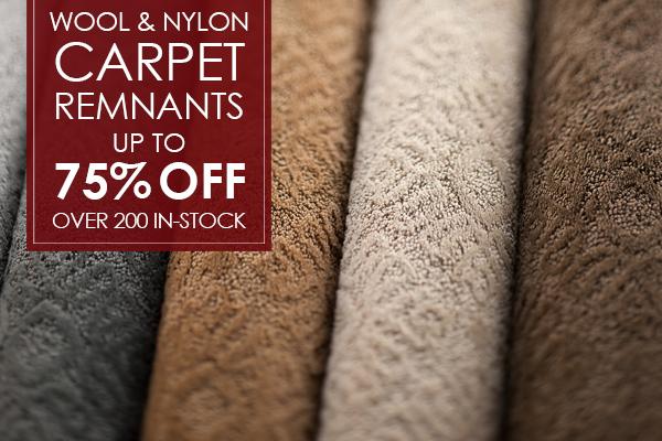 75% off Wool and Nylon Carpet Remnants. Over 200 in-stock! Come visit our showroom in San Francisco, California!